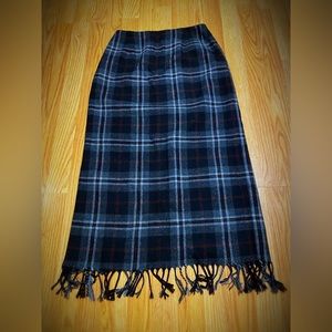 Women’s Worthington Size 6 Plaid Long Skirt with Fringe